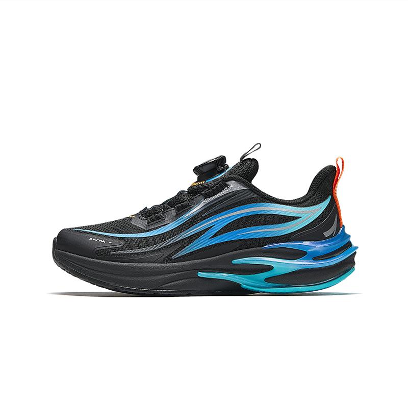 Anta Kids Flame Trendy Fashion Lightweight Shock Absorption Low Top Running Shoes Men sneaker Black Blue 312515517-4