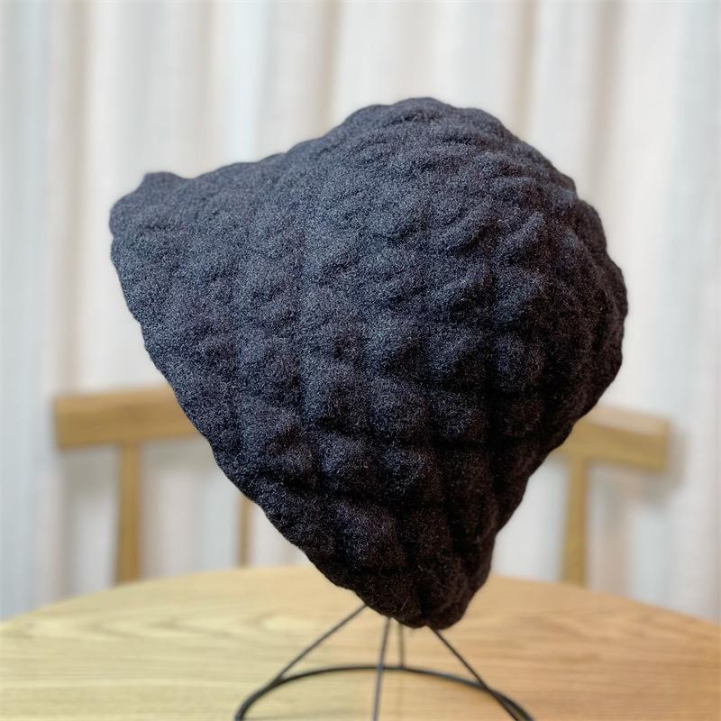 Winter Japanese Style Lazy Rabbit Velvet Bucket Hat for Women Korean Fashion Twist Pleated Warm Fisherman Hat Versatile Solid Color Cold Hat