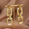 Square Geometric Classy Metal Earrings Womens Fashionable Alloy Jewelry Plated