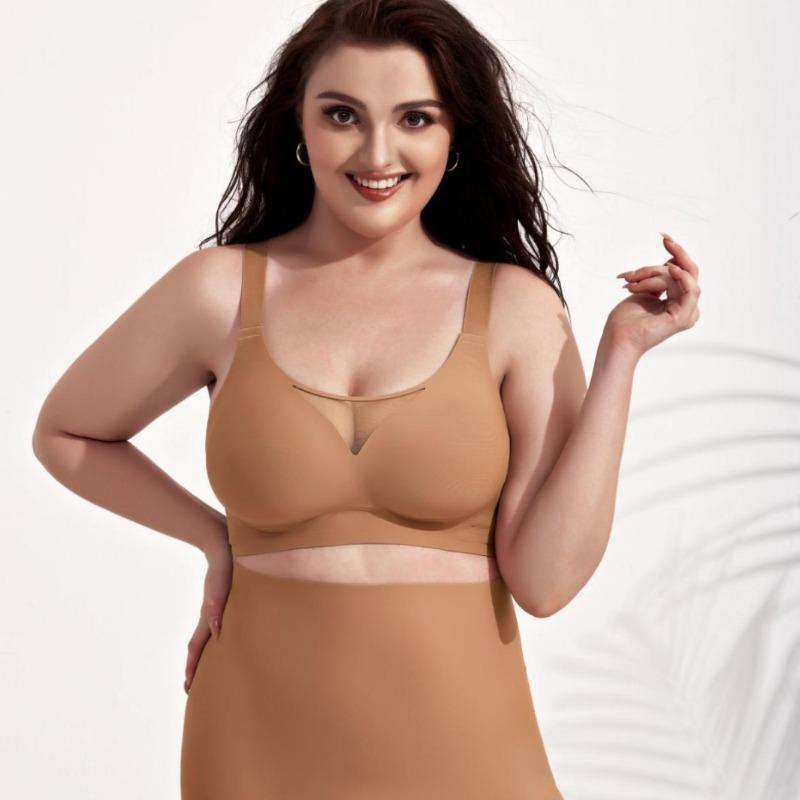 Plus Size Women Soft Support Seamless Push Up Comfortable Bra For Large Bust