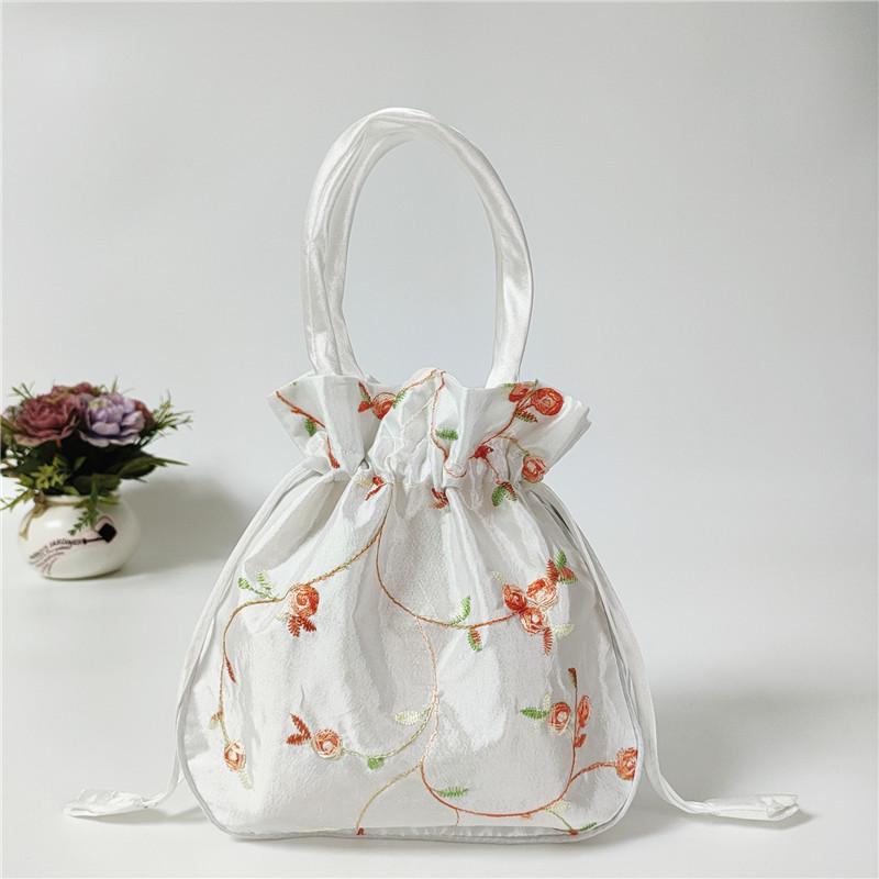 Women's Ethnic Embroidered Small Handbag: Clutch, Mommy, Bucket, Hanfu, and Phone Bag with Drawstring