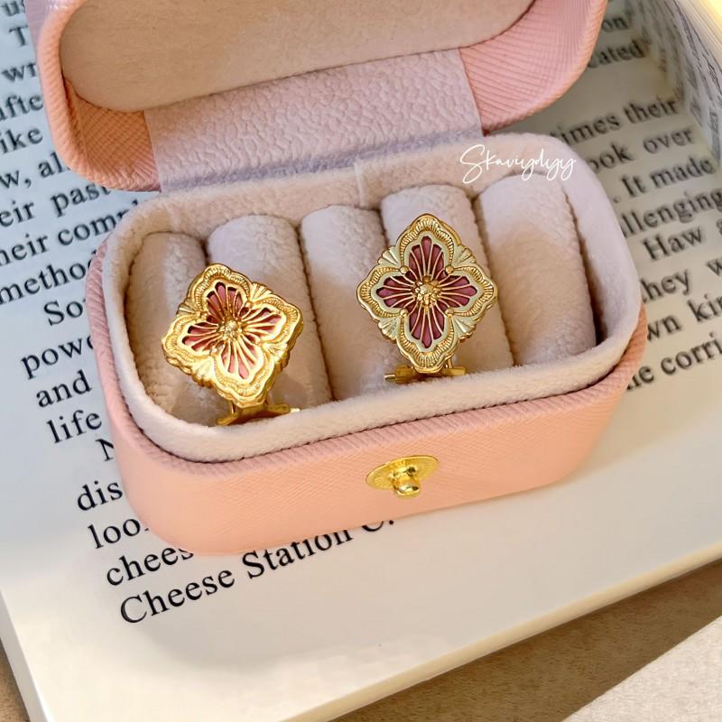 Ensemble de bijoux Vintage Style Couronne Rose Rose Pendentif Trèfle Dentelle Coquillage Bague pour Femmes