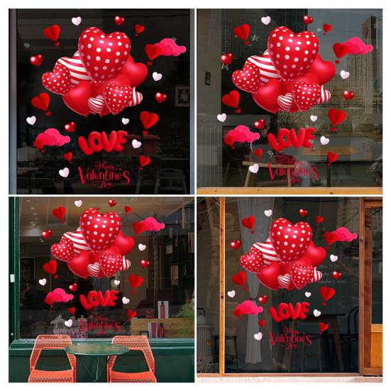 Naklejki Okienne na Walentynki Duże Czerwone Różowe Serca Naklejki na Okno Dwustronne Wielokrotnego Użytku Naklejki Dekoracyjne na Ślub Rocznicę Imprezę Drzwi Szklane Domu