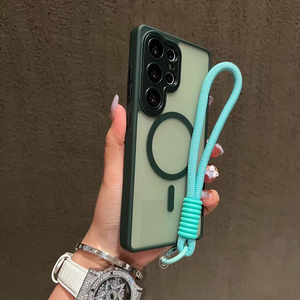 

Matte Magnetic For Magsafe Case For Samsung Galaxy S26 Ultra S25 FE S24 S23 A56 A36 A26 A17 With Lanyard Lens Films Cover For A17 A26