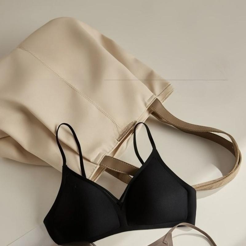 

Женский дышащий бесшовный бюстгальтер для большой груди, минимизирующий, пуш-ап, без спинки, с французской треугольной чашкой, с большим U-образным вырезом на спине S чёрный