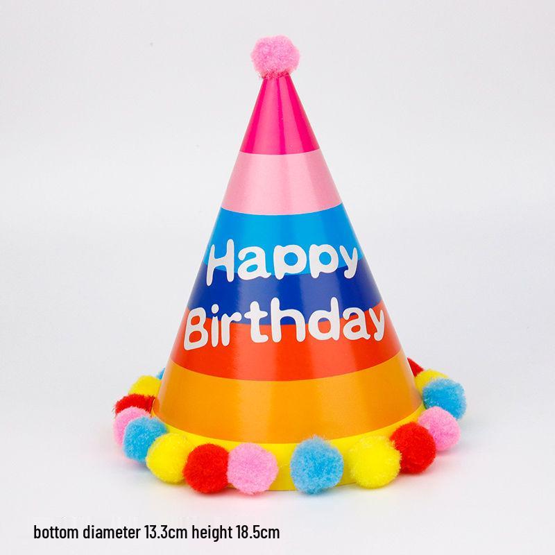 Creative Cartoon Pompom Birthday Hat for Selfies - For Adults & Babies