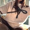Korean Style Bow Knit Loose Pullover Sweater - Women’s Autumn/Winter 2025 Collection