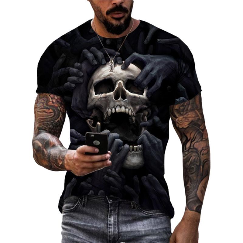 Evropa a Amerika Móda Cool vzor lebky Pánské tričko Léto Ležérní Teror trička s grafikou 3D tištěná osobnost Trička Topy