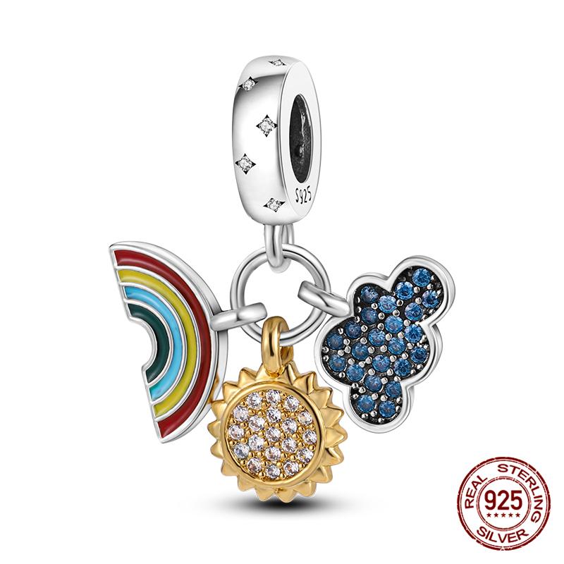 100% Genuine 925 Sterling Silver Ocean Collection Seashell Turtle and Heels Charm Beaded for Original  Bracelet Bracelet