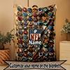 Custom Name Personalized NFL Print Blanket, Home Decor, Bedroom, Sofa, Camping, Couch, Gifts for Birthday Christmas