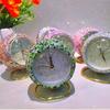 Réveil Silencieux de Luxe 3 Pouces – Strass Appliqués à la Main, Décoration de Bureau Compacte, Montre Scintillante Sans Tic-Tac"