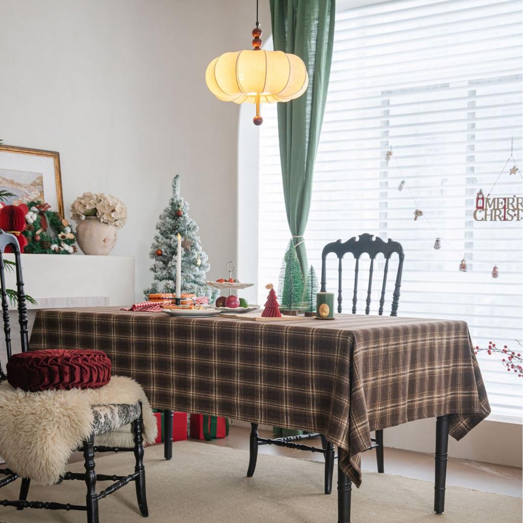 Tablecloth Thickened Wool Yarn Plaid Jujube Christmas Table Cloth Winter