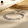 ORSA JEWELS Authentic 925 Sterling Silver Tennis Bracelet Fashion D Color Moissanite Diamand Bracelet Jewelry for Women MOB02
