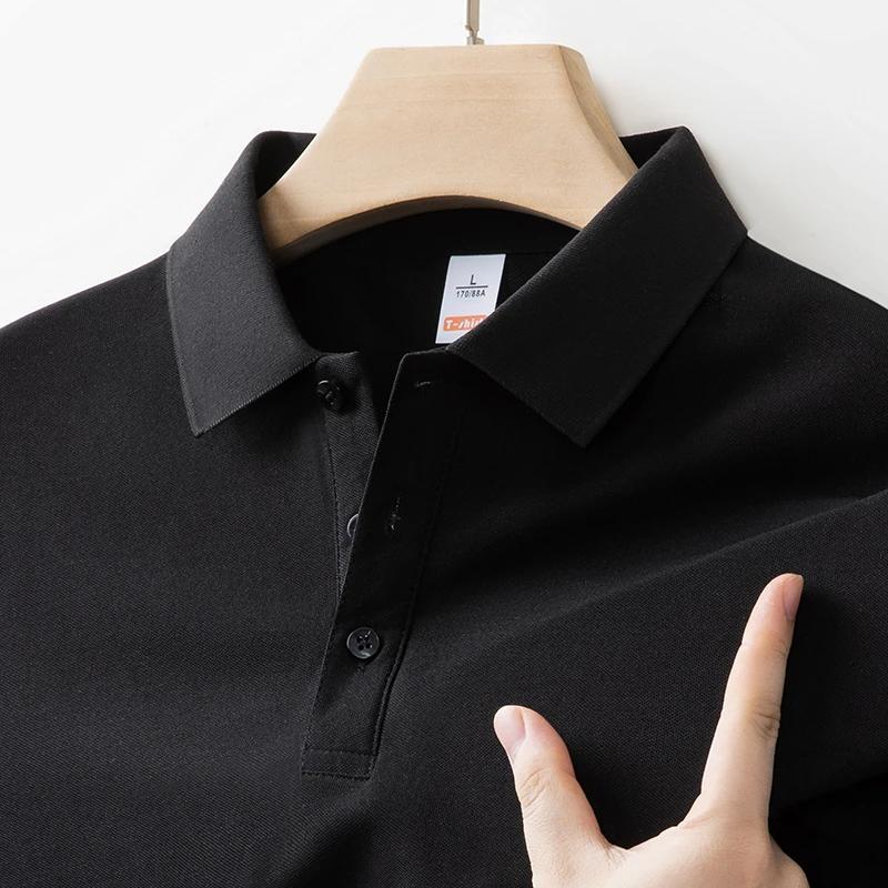 New Men'S Business Casual Long Sleeved Solid Color Polo Shirt Fashionable And Comfortable Summer Versatile Top