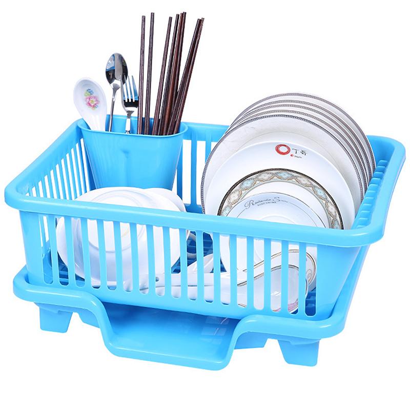Dish Drying Rack Kitchen Utensils Drainer Rack With Drain Board Countertop Dinnerware Plates Bowls Chopsticks Spoons Organizer
