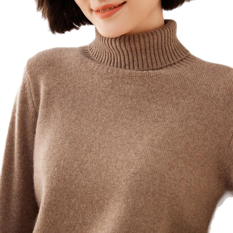 2025 Fall/Winter Cashmere High-Neck Seven-Stitch Thick Slimming Long-Sleeve Knit Base Layer Sweater