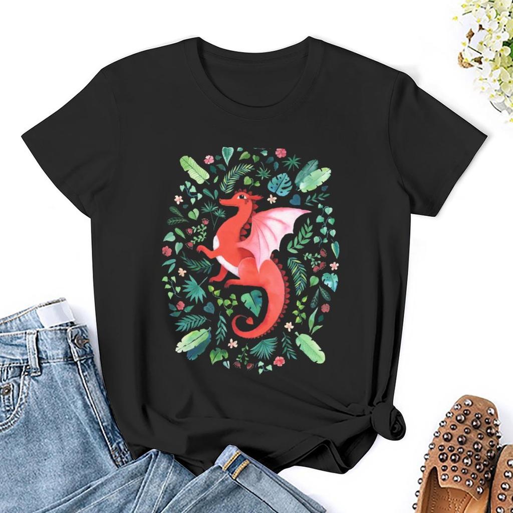 Tropical Dragon T-Shirt Vintage Clothes Anime Clothes Kawaii Clothes Oversized Graphic T-Shirts For Women