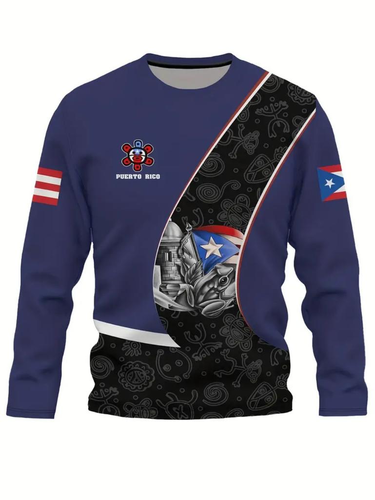 Puerto Rico Flag Pattern T-Shirt for Men Frog National Emblem 3D Print Short Sleeve Tee Summer Street Loose Tops O-Neck T Shirts