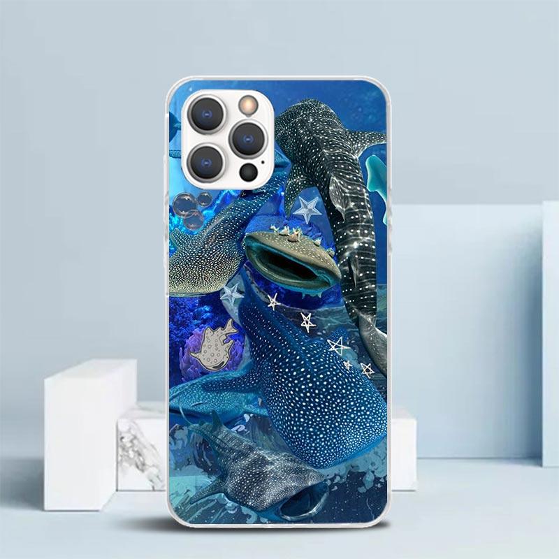 Ocean Whale Shark Soft Cover for iPhone 16 17 Air 15 14 Pro Max 16E Phone Case 13 Mini 12 11 7 SE 8 Print Pattern Fit Cases 16 1