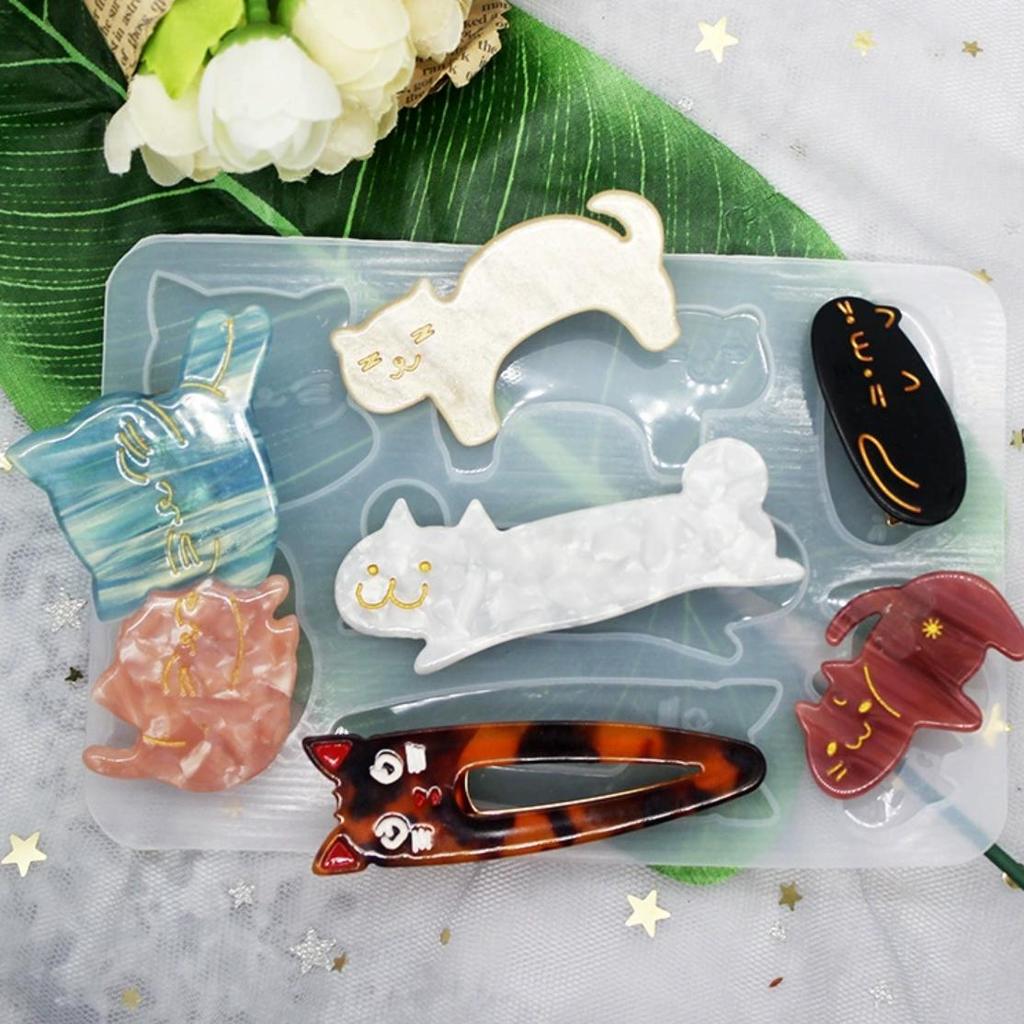 3PCS Hair Clip Silicone Mold Homemade Personalized Diy Hair Clip Star Flower Cat Hair Clip Mold Drip Glue Mold
