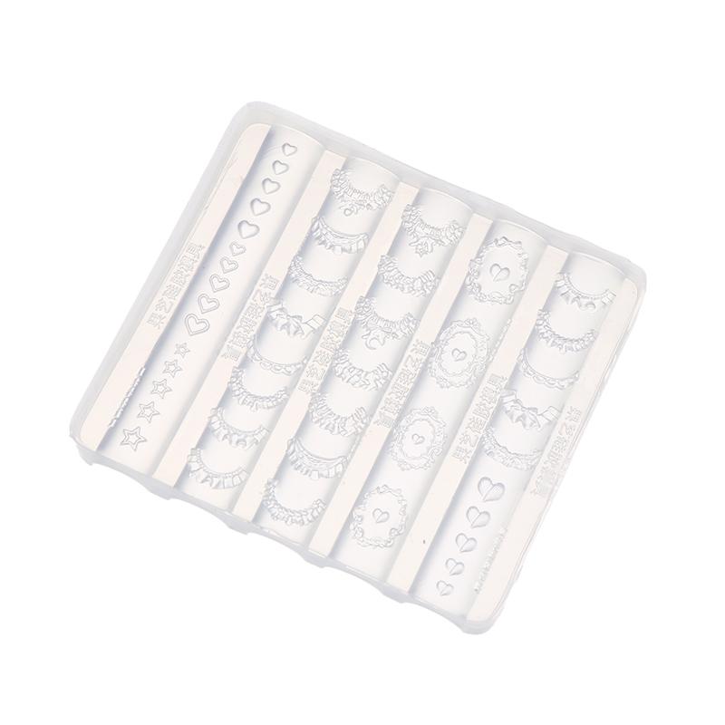 Recorte de Renda 3D Molde de Silicone para Nail Art Saia Francesa Padrão Estrela Coração Estênceis Modelos Ferramentas de Esculpir DIY Acessórios para Manicure