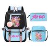 Animation Cartoon Peripheral Printing Trend Lightweight Shoulder Backpack, Primary And Secondary School Student Leisure Schoolbag Three-Piece Set