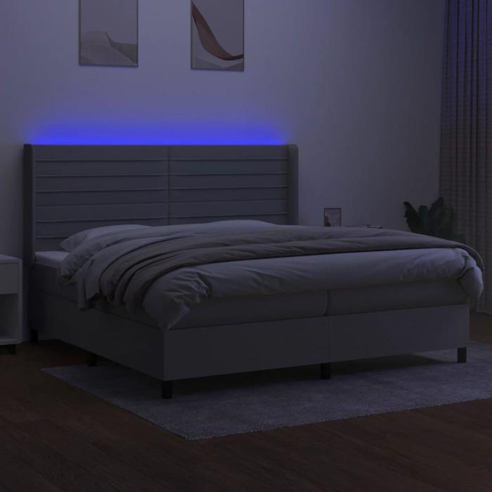 VidaXL Slat Bed Base with Mattress and LED, Upholstered Bed with Headboard, Double Bed, Adult Bedroom Bed, 3138421
