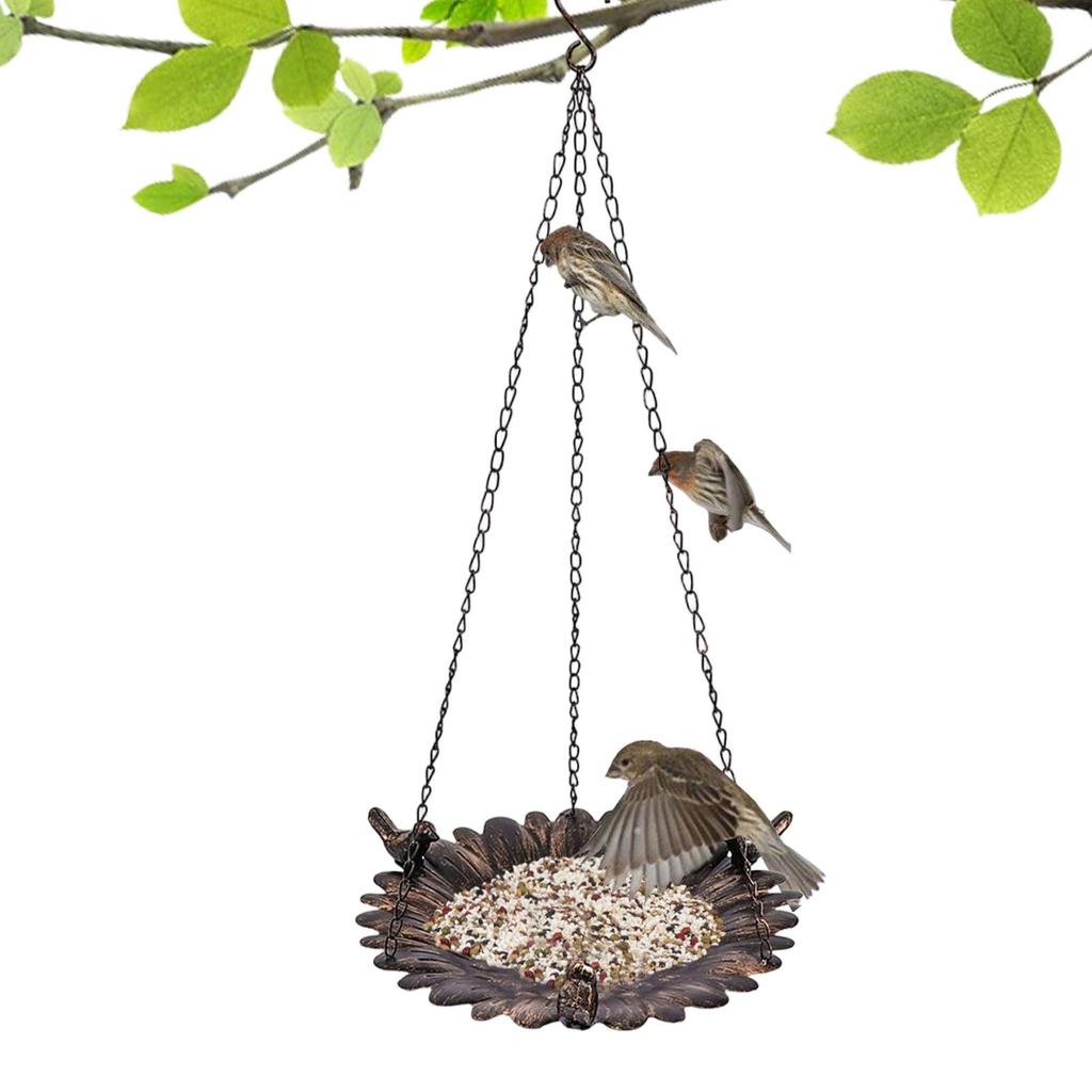 Sunflower Shape Hanging Bird Feeder Iron Vintage Waterproof Wild Bird Food Tray Large Bird Feeders For Outdoor Garden Patio
