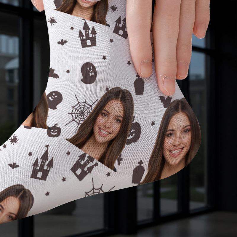 Custom 3D Face Print Christmas Socks - Personalized Polyester 360° Design