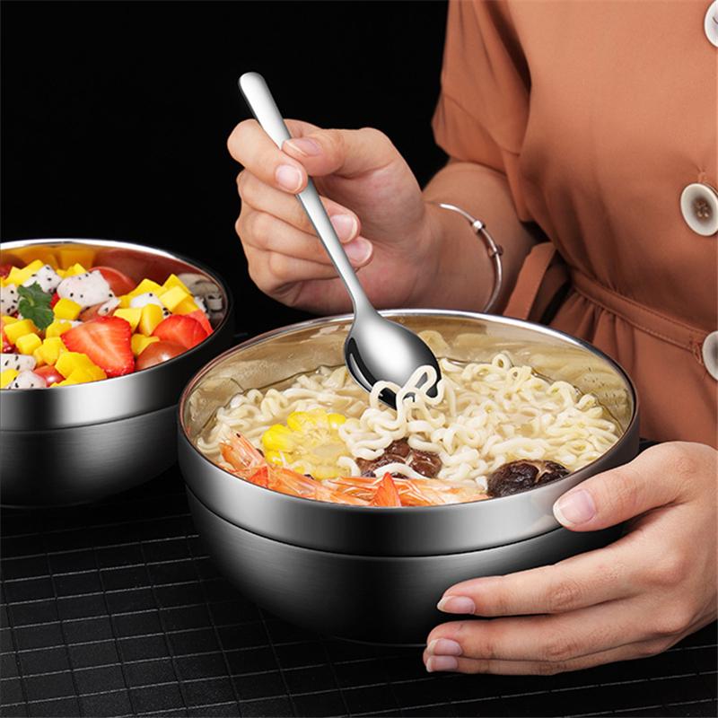 8 Size Stainless Steel Rice Soup Fruit Salad Bowl Snack Bowls Silver Tableware For Home Kitchen Food Container Accessories