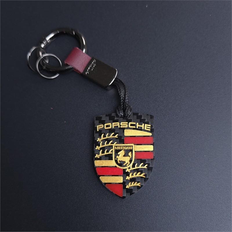 

Carbon Fibre Car Keyring Keychain Pendant For Porsche Panamera Cayenne Taycan 911 718 Macan Carrera-GT 928 944 968 Accessories