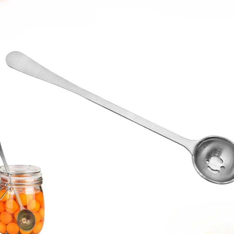 Stainless Steel Olive Strainer Spoon with Drain Hole Olive Scoop Jam Slotted Spoon Long Handle Pickle Spoons Meatball