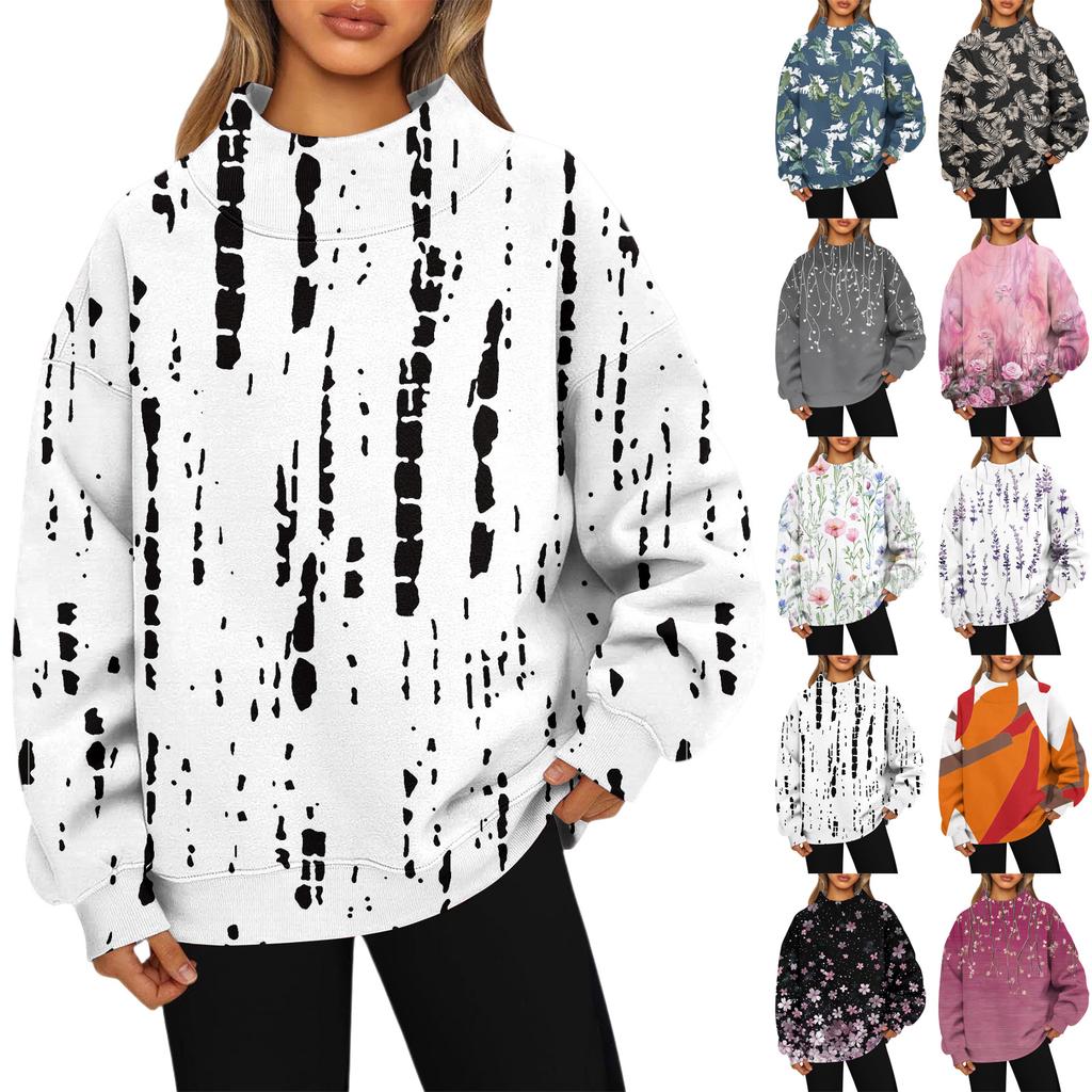 Mock Neck Sweatshirt Women Fall Comfort Oversized Sweatshirt Dressy Pullover Sweatshirts No Hood Cozy Turtleneck Tops
