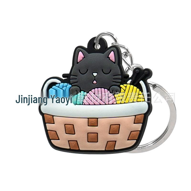 PVC Soft Rubber Cat Keychain Pendant - Cute Bag Accessory and Ornament