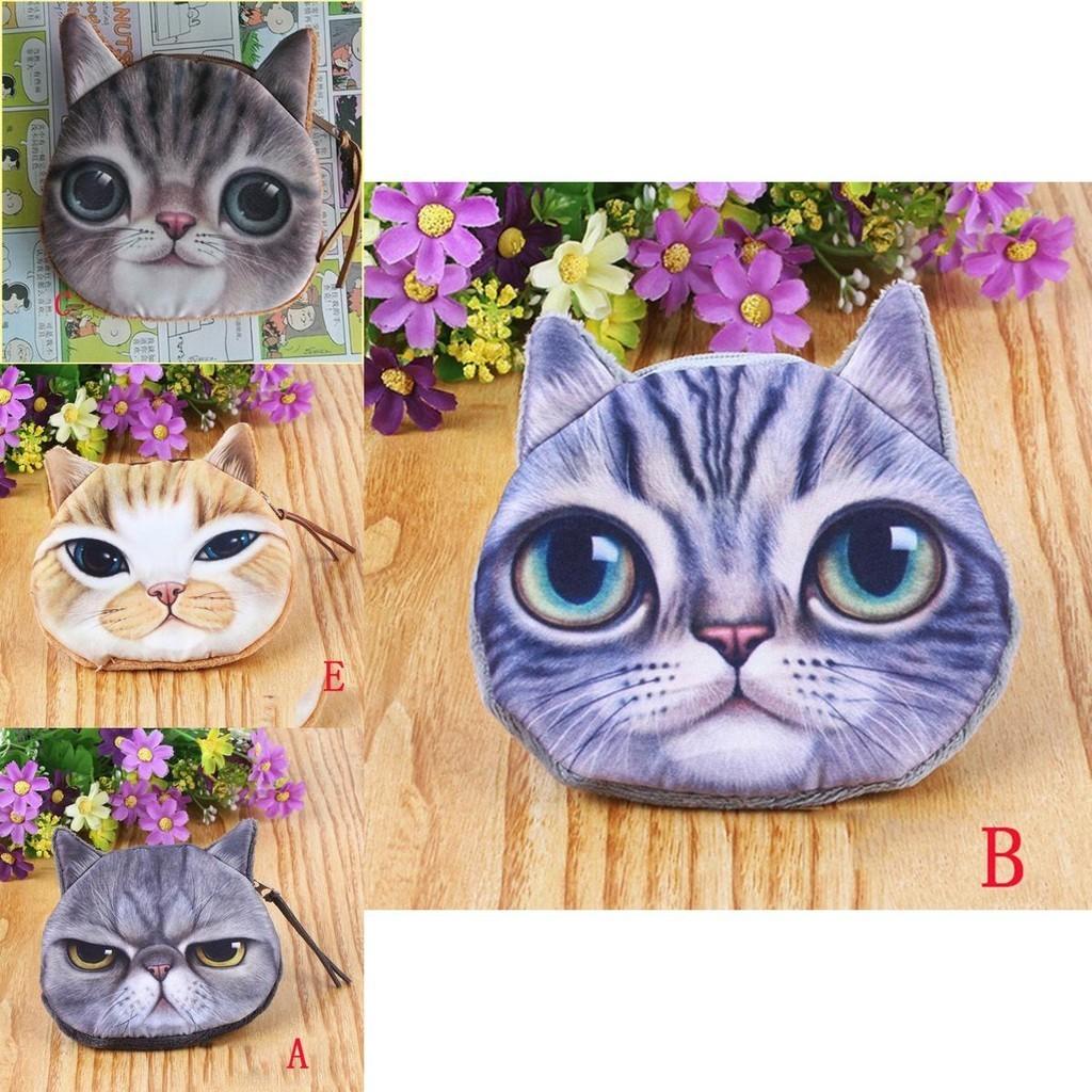 Versatile Fashion Women Cute Kitty Face Zipper Case Coin Kids Purse Wallet Makeup Bag For All Ages