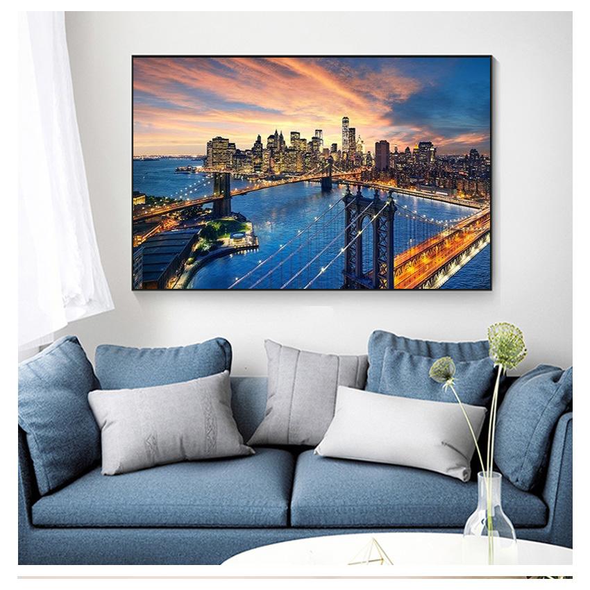 

Нью-Йорк Бруклинский мост Манхэттен закат плакат настенная живопись скандинавский скандинавский гостиная украшения дома принты 21x30cm No Frame