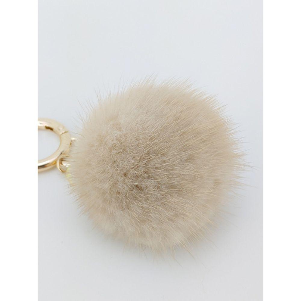 LALA Natural Mink Fur Keychain - L Beige