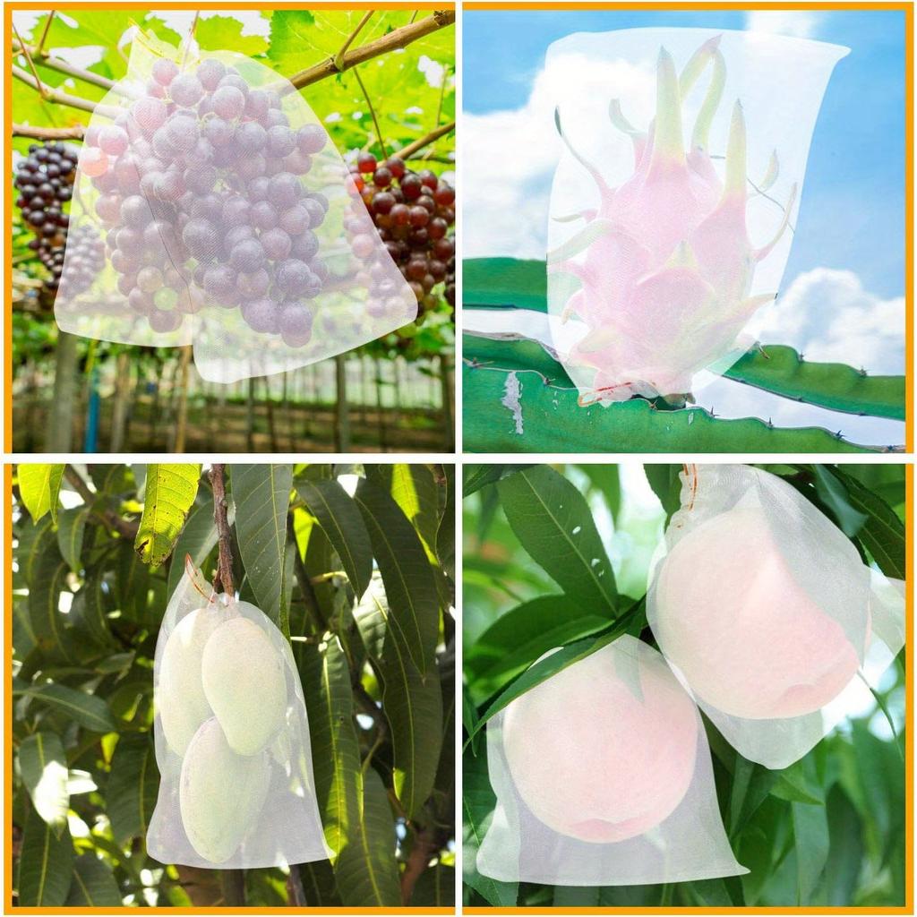 10pcs Fruit Protection Netting Bags, 30cm X 20cm with Drawstring, Garden Barrier for Protecting Fruits, Grow Bags for Plants