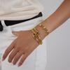 Yori Geometric Hollow Double Layer Hollow Spring Open Bracelet Bangle Waterproof 18K Gold Plated Texture Jewelry New