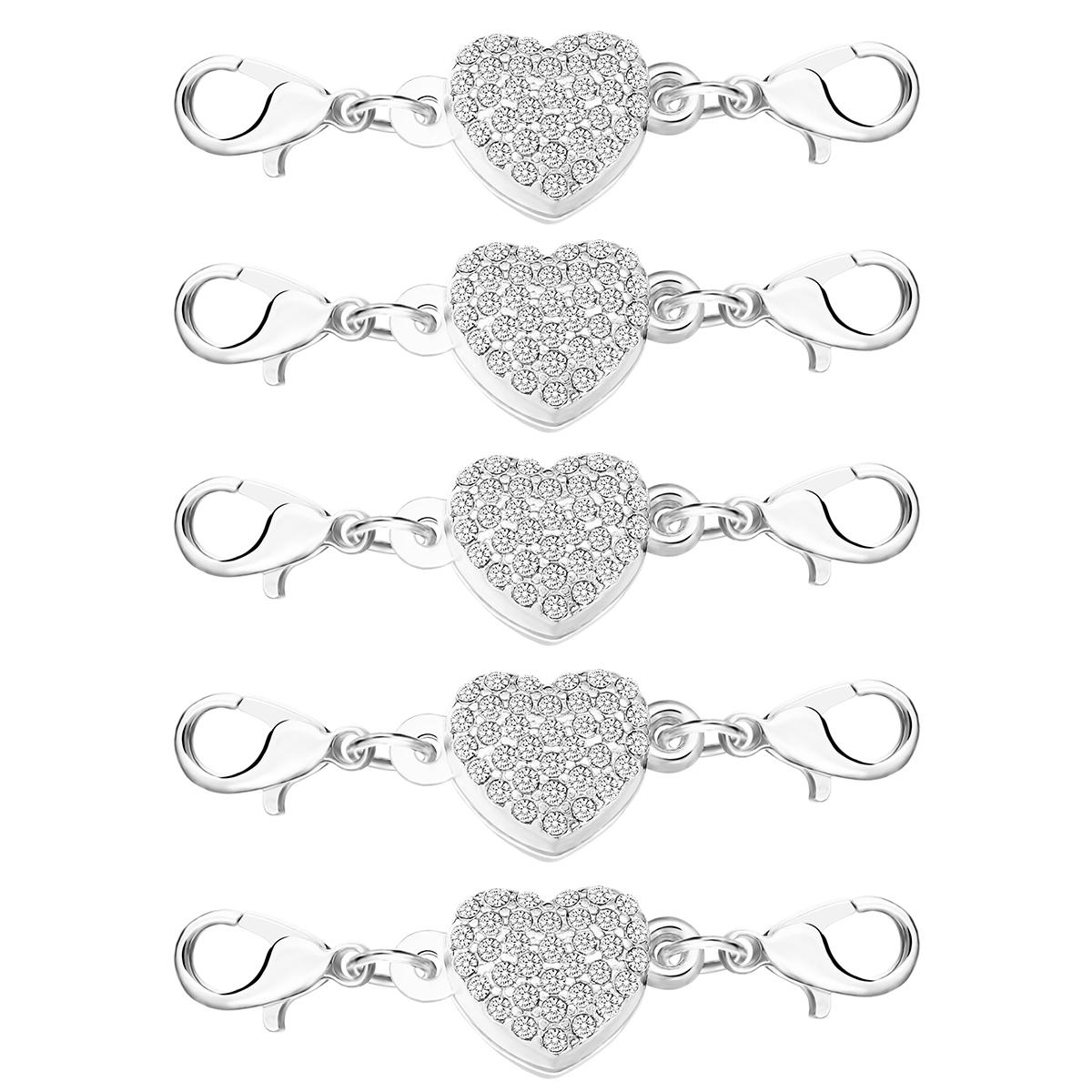 5 шт./лот Сильные Магнитные Застежки для Ожерелий Удлинитель Серебристый Металл Двойной Карабин для DIY Изготовления Украшений Браслетов серебряный