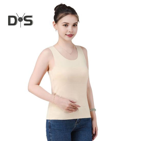 

Зимний женский терможилет бесшовный двухсторонний плюшевый быстро фиксирующийся на температуре круглый вырез облегающий эластичный безрукавный внутренний костюм майка XL бежевый