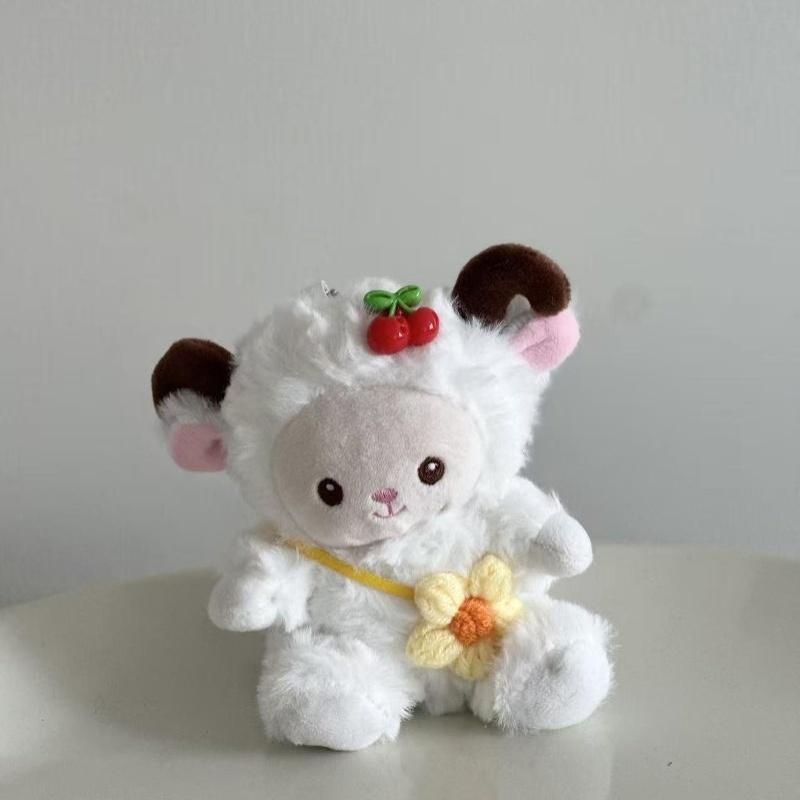 Pp Cotton Plush Keychain Fluffy Soft Cartoon Animal Design Sheep Doll Bag Charms Small Gifts