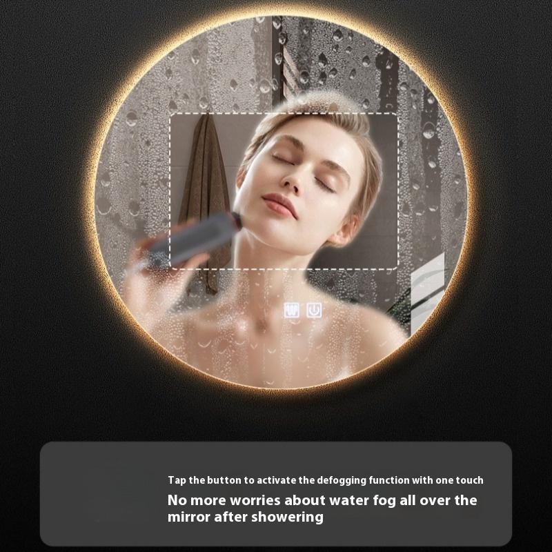 Runde Spiegelleuchte, Badezimmerspiegel, Badezimmer mit Licht, LED Touchscreen Sensorleuchte Touch Entnebelung, Wandleuchte