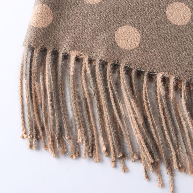 Winter Warm Cashmere Scarves Dot Pattern Pashmina Bandana Long Tassels Women Thicken Wraps Shawls