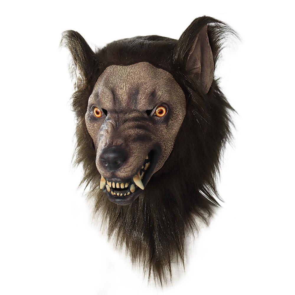 Wolf Head Mask Animal Latex Headgear Mask Halloween Cosplay Light-Up Prom Mask