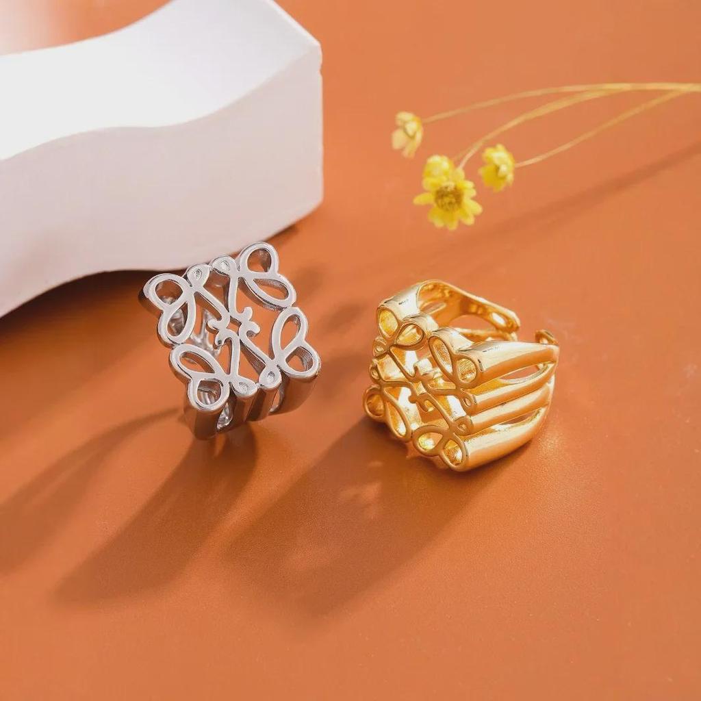 Niszowy pozłacany geometryczny pusty luksusowy pierścionek