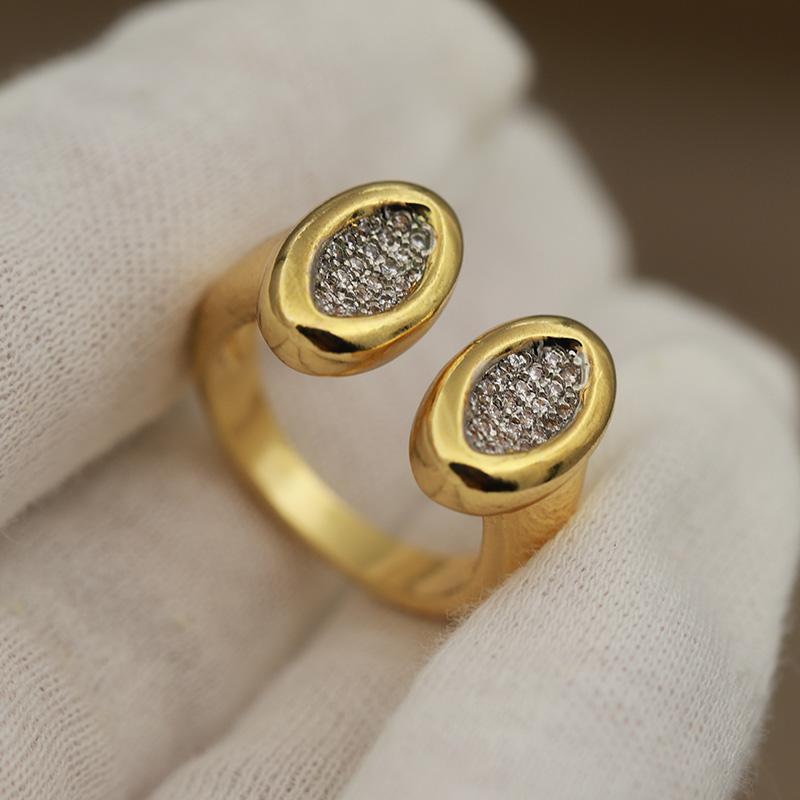 New Sight Accessories Zirconia Metal Beads Open Rings for Women Luxury Crystal Waterdrop Wedding Engagement Rings