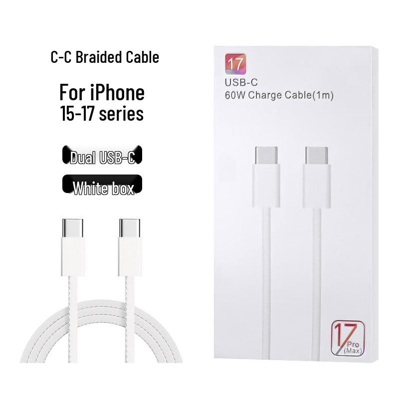 17in1 Apple Compatible Dual USB-C Braided 60W Fast Charging Cable