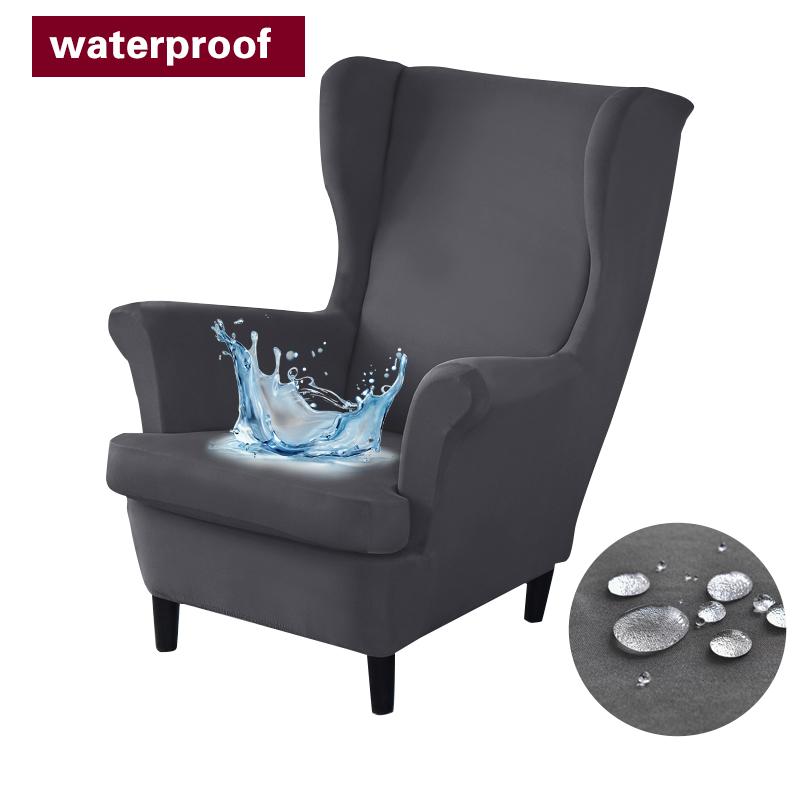Wasserabweisende Ohrensessel-Abdeckung 2-teilig Hochelastische Ohrensessel-Überwürfe mit elastischem Saum 1-seater gray