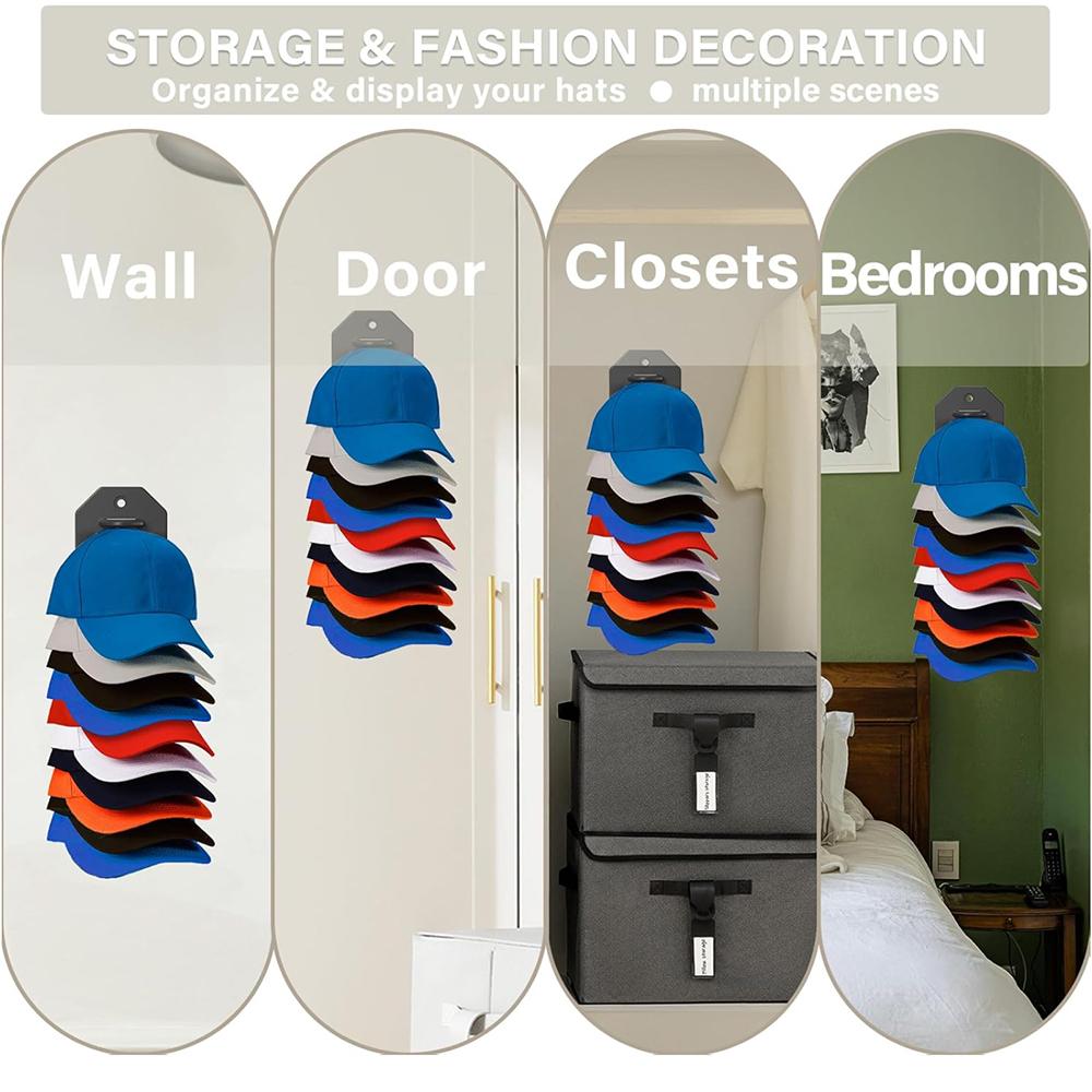 Hat Organizer Hat Rack for Wall Compact Display Holder Cap Hanger Strong Adhesive Wall Driller